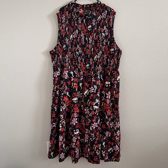 Bloom Chic Dresses & Skirts - Bloom Chic Sz 28 Dress Midi Floral Mock Neck Sleeveless New Smocked